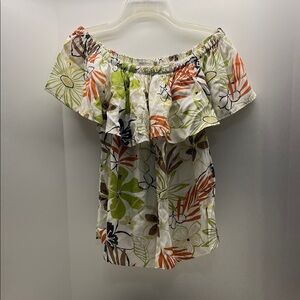 Tropical Floral Off-Shoulder Blouse